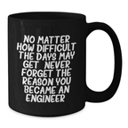 Funny Engineer Gifts for Him - Merry Christmas Unique Black Coffee Mug with Inspirational Quote - Gifts from Men to Colleagues