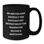 Gifts from Friends for Mortician Graduation Unique Inspirational Black Coffee Mugs - Never Forget The Reason - Additional