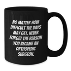 Orthopedic Surgeon Inspirational Graduation Gifts for Him from Friends, Funny Coffee Mug for Men, Black Ceramic 11oz or 15oz - Additional