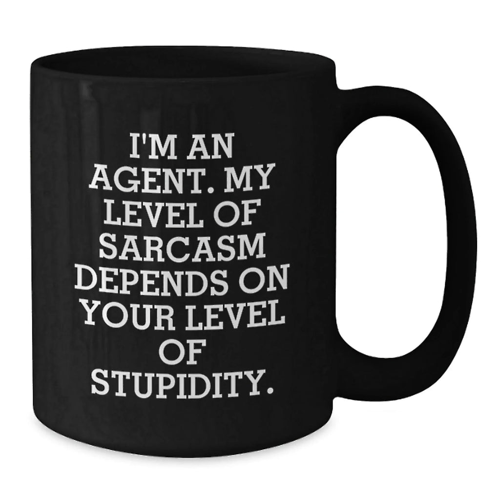 Funny Agent Gifts, Black Coffee Mugs, Sarcasm Agent Christmas Unique Gifts from Friends, Gifts for Agent Men