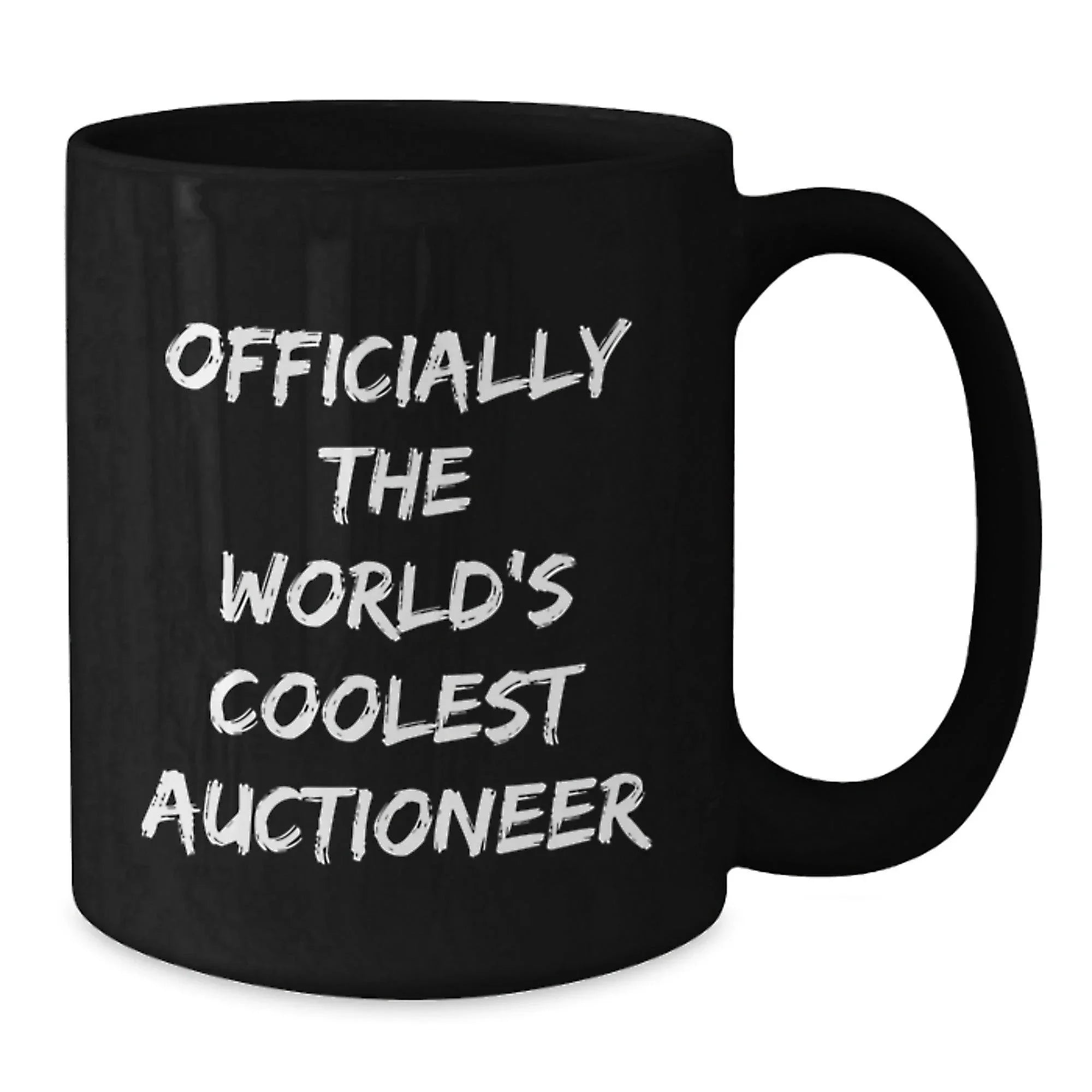 Funny Officially The Worlds Coolest Auctioneer Gifts from Men for Family Black Coffee Mug Christmas Unique