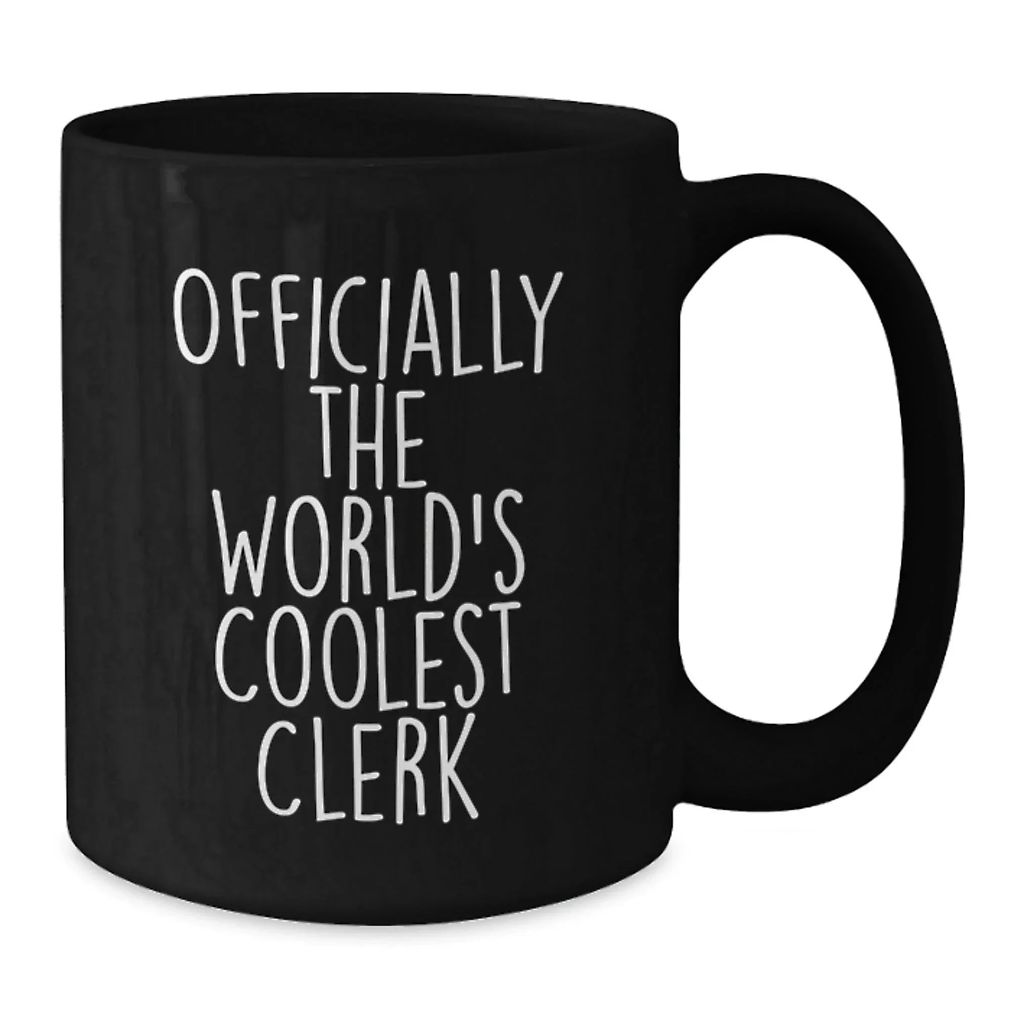 Funny Gifts for the World's Coolest Clerk, Christmas Unique Black Coffee Mugs with Officially The World's Coolest Clerk Quote, Gifts from Friends for Clerk