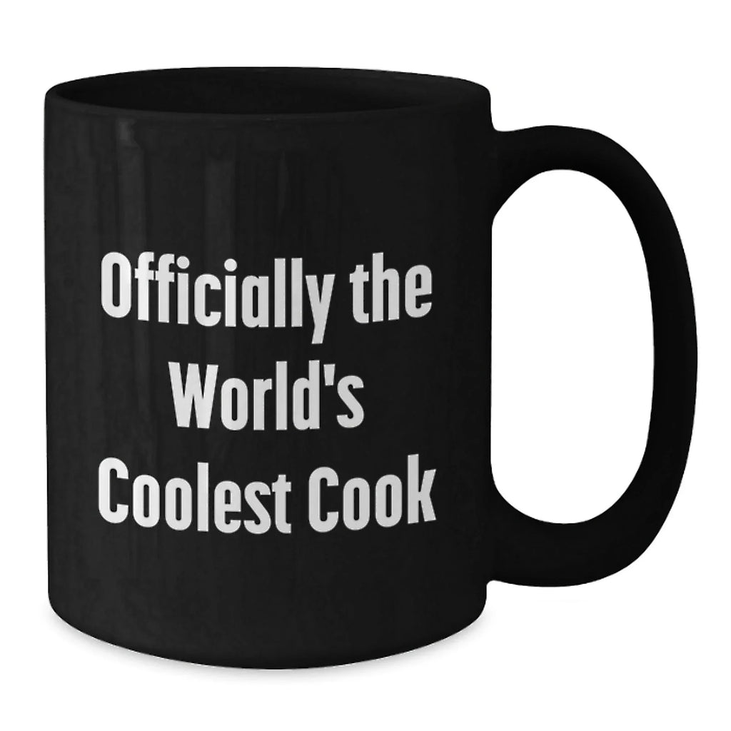 Funny Inspirational Gifts for Cooks, Black Coffee Mug for World's Coolest Cook, Christmas Unique Presents from Men to Cook Friends