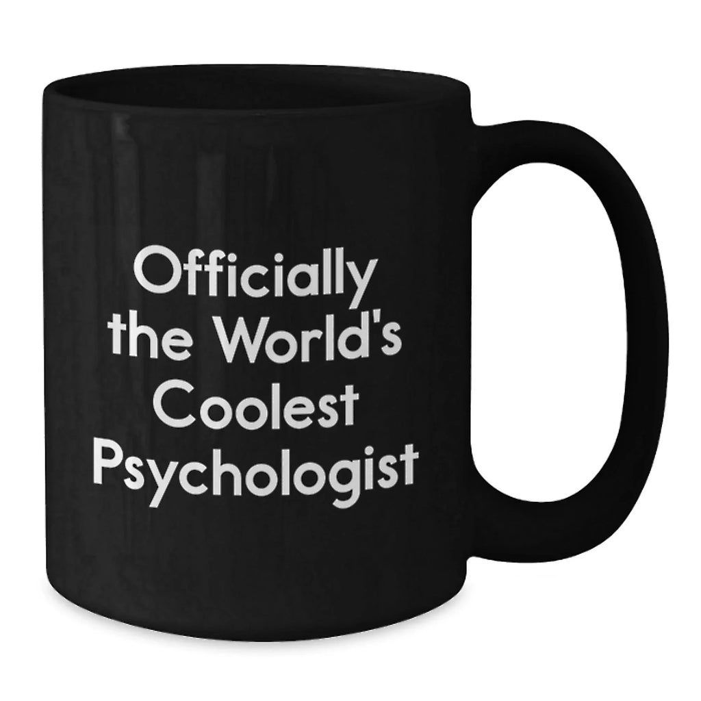 Funny Psychologist Gifts for Men - Officially The World's Coolest Psychologist, Black Coffee Mug, Christmas Unique Gifts from Friends