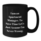 Funny Gifts from Friends for Apartment Manager - Black Coffee Mug with Christmas Unique Gifts