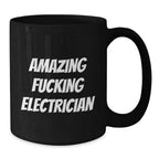 Funny Electrician Gifts from Men, Unique Black Coffee Mugs for Electrician Friends, Christmas Unique