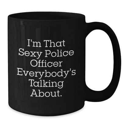 Funny Police Officer Black Coffee Mugs, Gifts from Friends to Police Officers, Unique Christmas Unique Gifts for Police Officers, Black Ceramic Coffee Mug, 11oz, 15oz - Additional