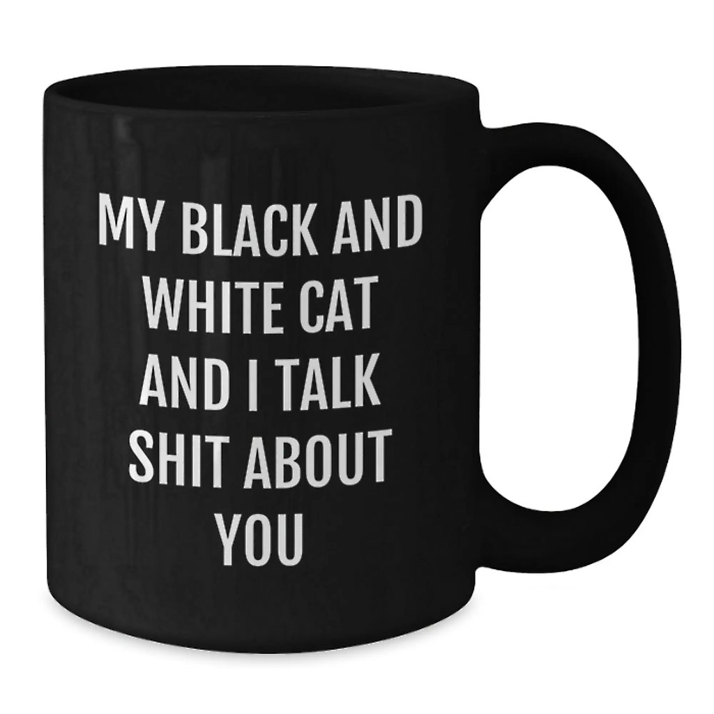Funny Black and White Cat Gifts for Men, Women, Friends, Coworkers, Family, Black Coffee Mug Graduation Unique Ideas from Men, Women, Friends, Coworkers, Family - Additional