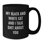 Funny Black and White Cat Gifts for Men, Women, Friends, Coworkers, Family, Black Coffee Mug Graduation Unique Ideas from Men, Women, Friends, Coworkers, Family - Additional