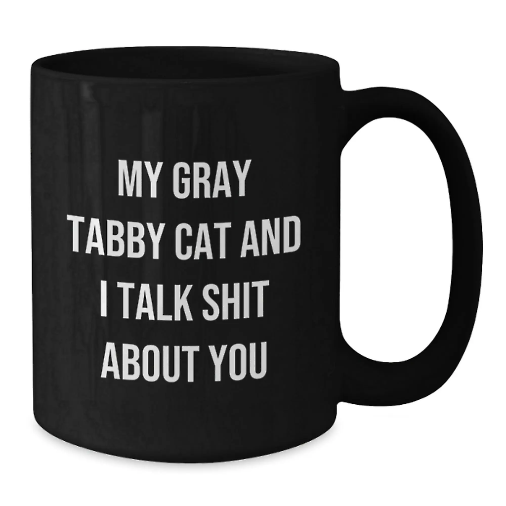 Gray Tabby Cat Keepsake Ceramic Mug for Him 11oz Birthday Gift - Additional