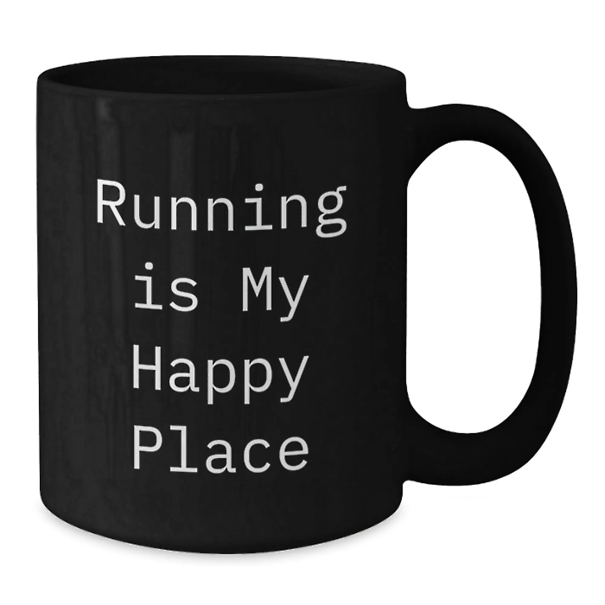 Funny Running Gifts for Him from Friends - 'Running Is My Happy Place' 11oz/15oz Black Coffee Mug for Men's Graduation Unique Gifts - Additional