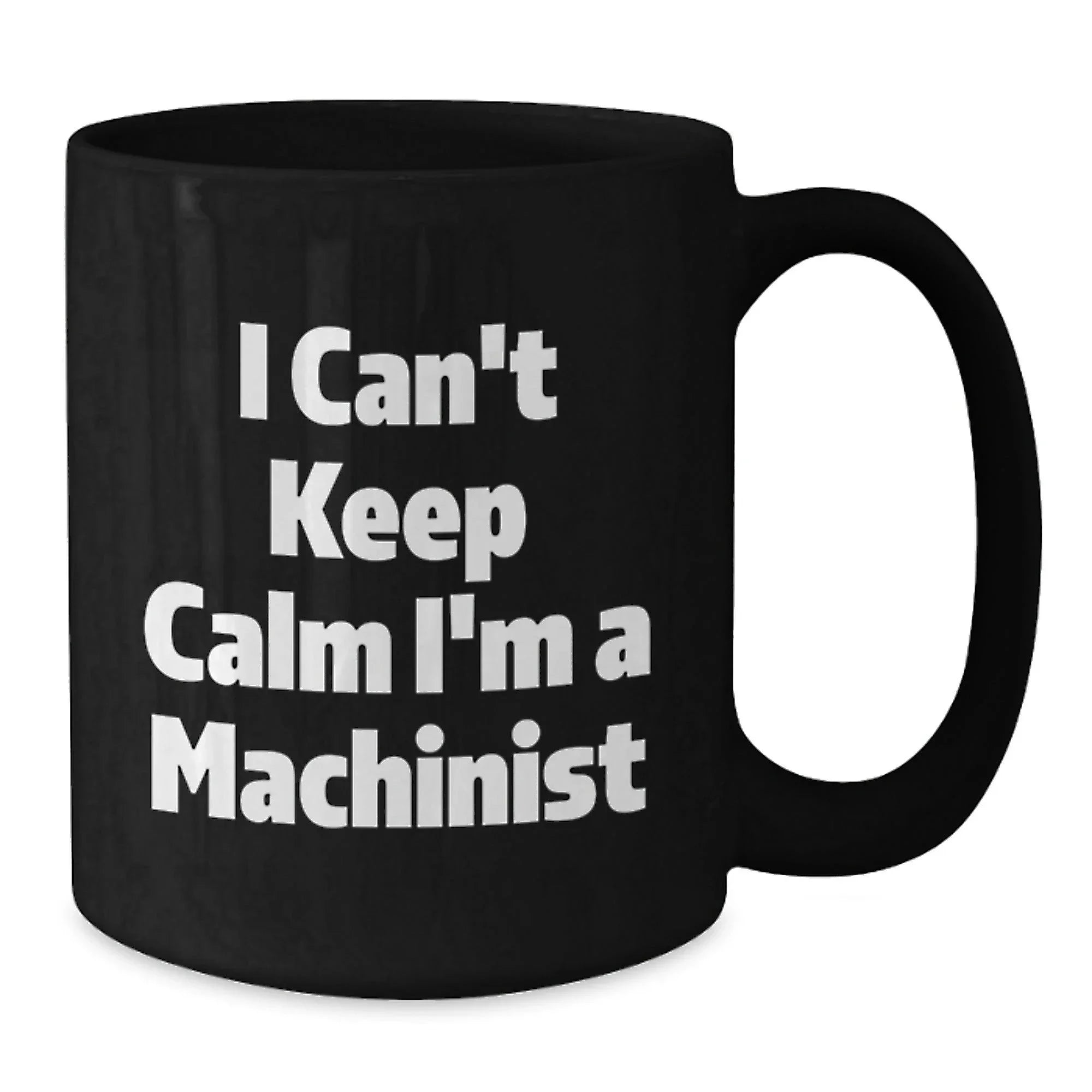 Funny Machinist Gifts for Men, Black Coffee Mug, Christmas Unique Presents from Friends or Family