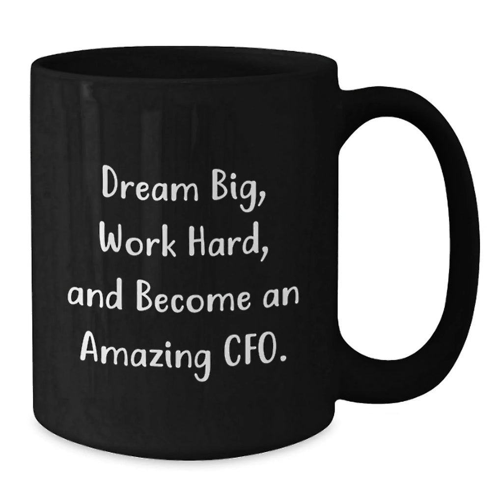 Funny CFO Gifts for Men Black Coffee Mug - 'Dream Big, Work Hard' Inspirational Christmas Unique Gifts from Friends
