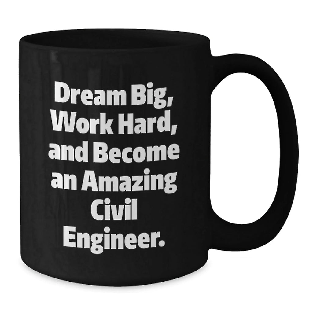 Motivational Civil Engineer Gifts for Men, Funny Black Coffee Mug, Christmas Unique Presents for Friends