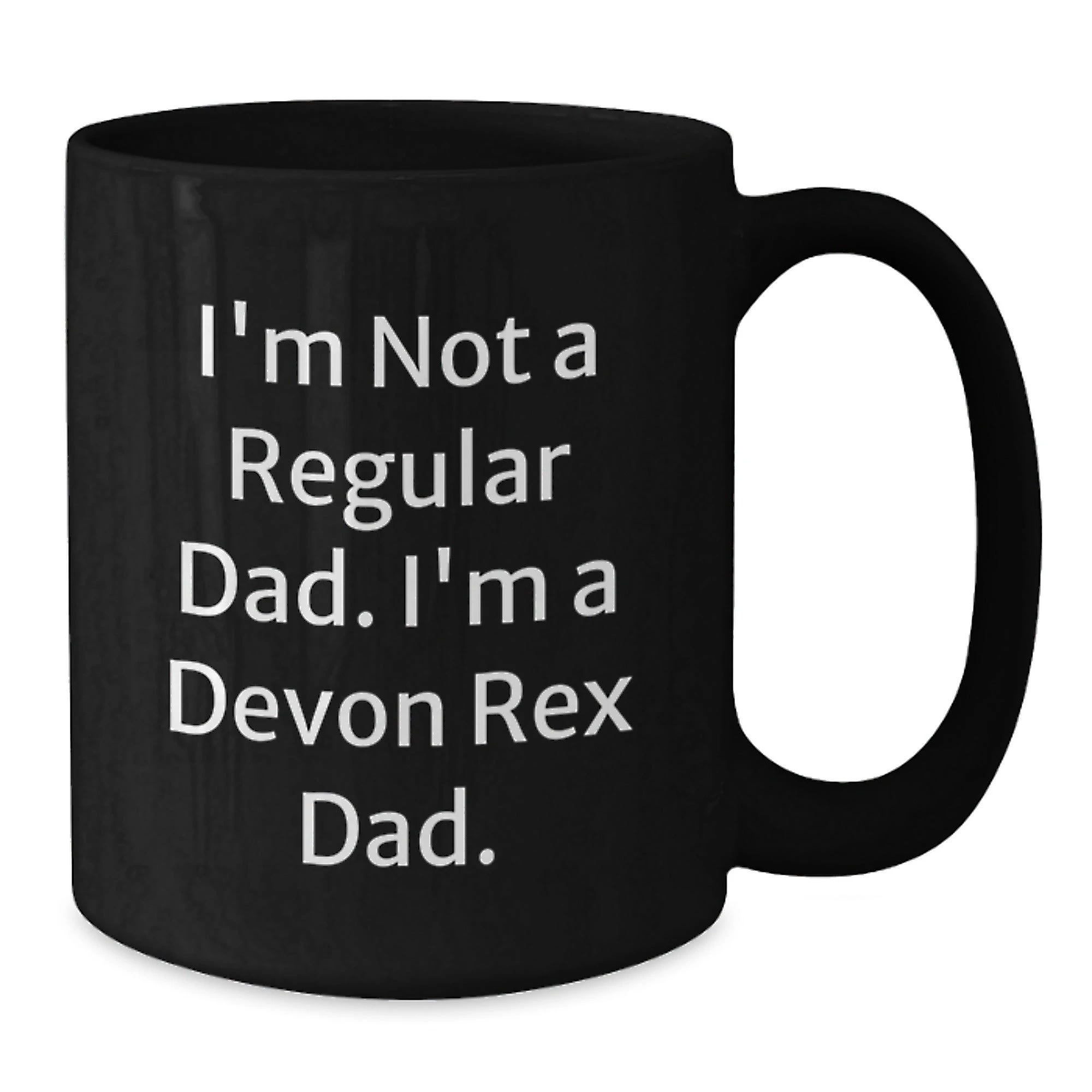 Funny Devon Rex Cat Lover Gifts from Dad to Devon Rex Cat Dad Black Coffee Mug for Christmas Unique Presents