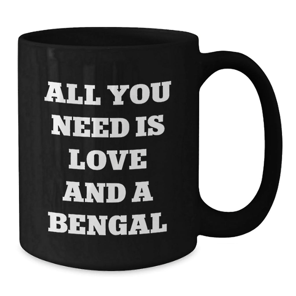 Love Bengal Cat Black Coffee Mug, Unique Valentine's Gifts from Friends for Cat Lovers