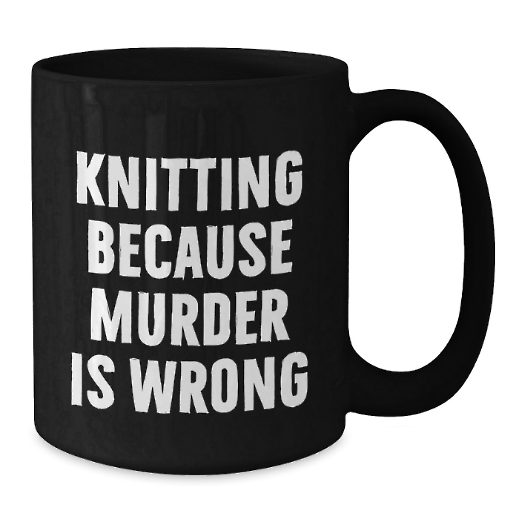 Funny Knitting Humor Gift for Knitting Lovers, Black Coffee Mug, Christmas Unique Gifts from Friends - Additional