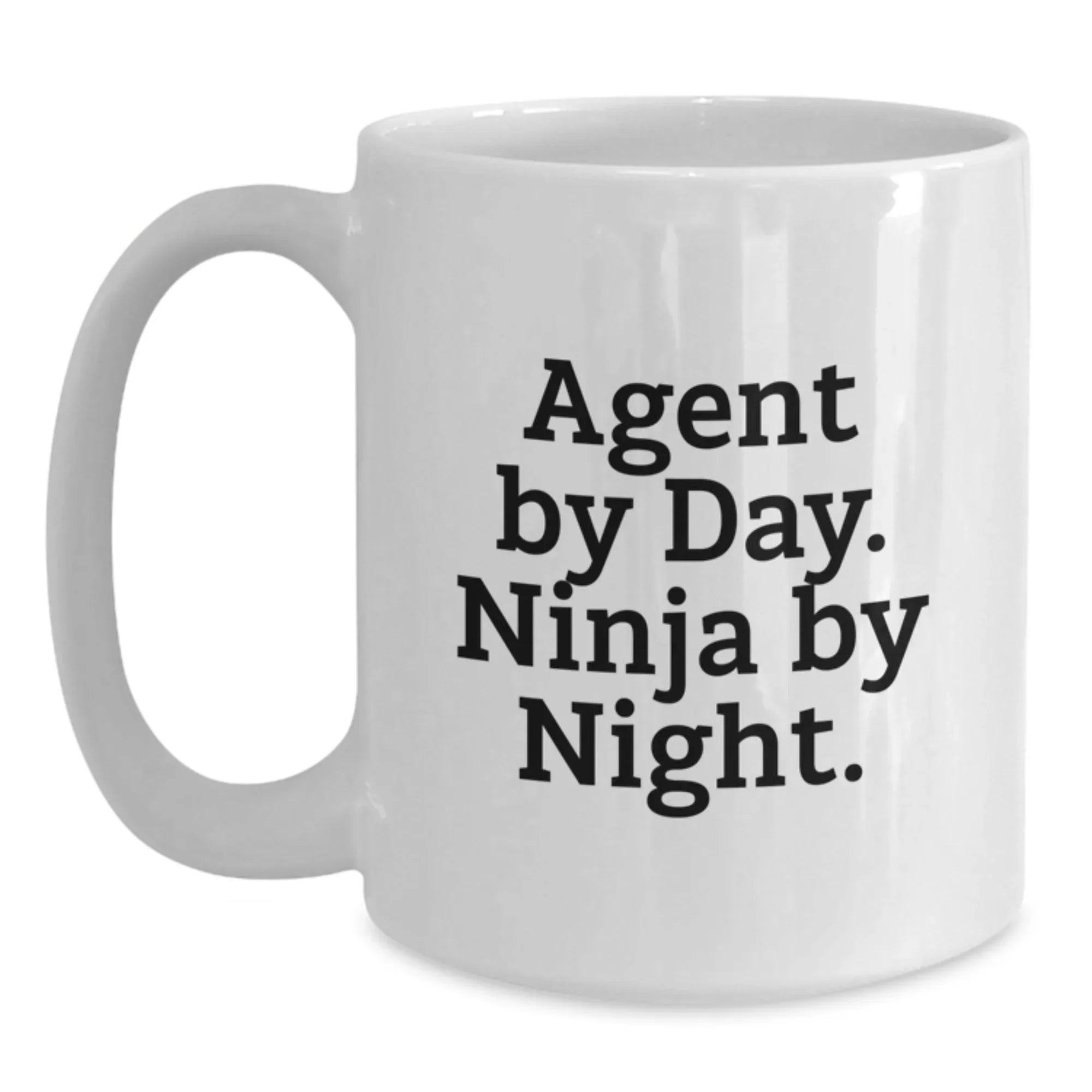 Funny Agent Gifts from Friends - Agent By Day. Ninja By Night. White Coffee Mug, Christmas Unique Presents for Agent, White Coffee Mug, Ceramic