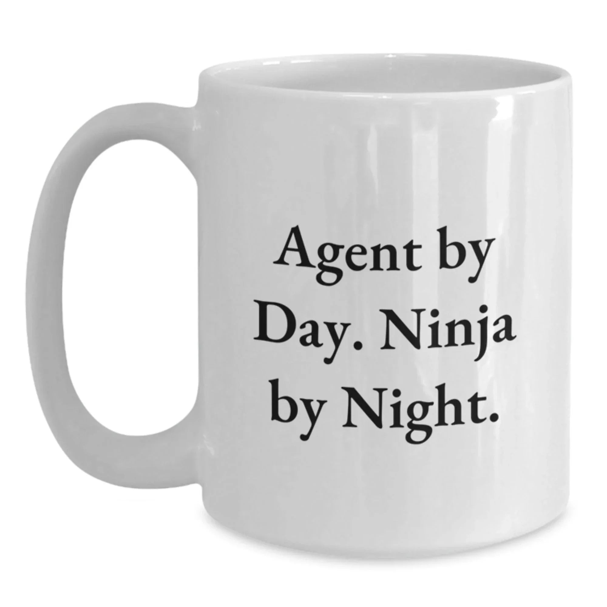 Agent White Coffee Mug, Christmas Unique Gifts from Friends to Agent, Funny Quote 'Agent By Day. Ninja By Night.'