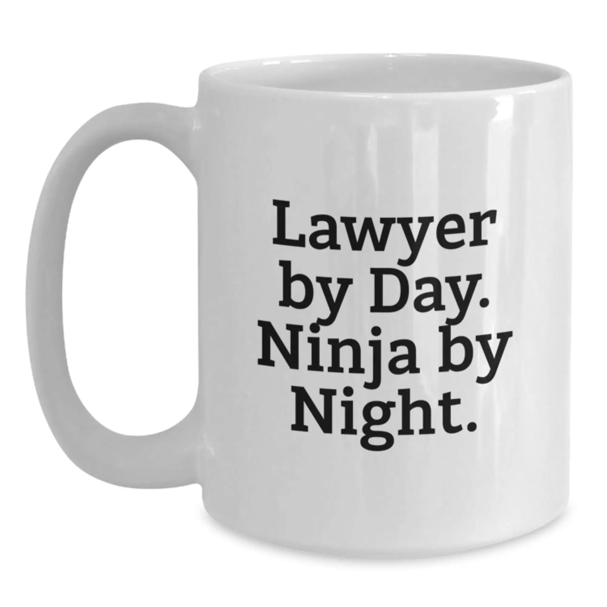 Funny Lawyer Gifts from Friends for Men,  'Lawyer By Day. Ninja By Night.' White Coffee Mug for Graduation Day - Main