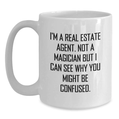 Funny Real Estate Agent Gifts from Friends, White Coffee Mug, Christmas Unique Mugs for Real Estate Agent Men - Main