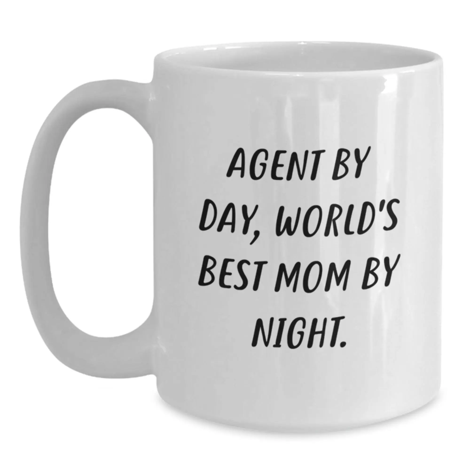 Funny Agent Gifts from Friends, White Coffee Mugs for Agent By Day, World's Best Mom By Night, Birthday Unique Gifts - Main
