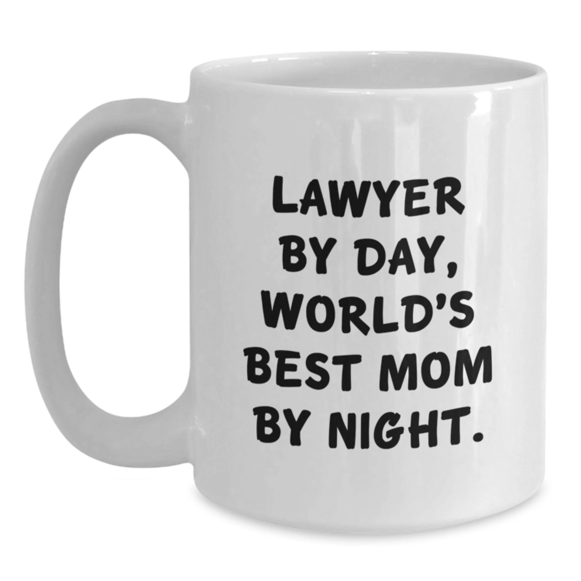 Funny Lawyer Gifts for Mom, White Coffee Mug with 'Lawyer By Day, World's Best Mom By Night.' Quote, Perfect Unique Christmas Unique Gifts from Family to Lawyer