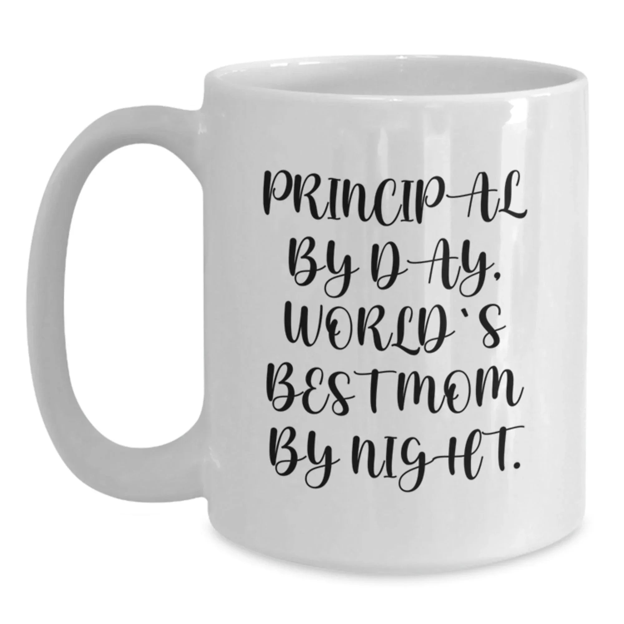 Funny Principal Gifts, Principal By Day, World's Best Mom By Night, White Coffee Mug for Graduation