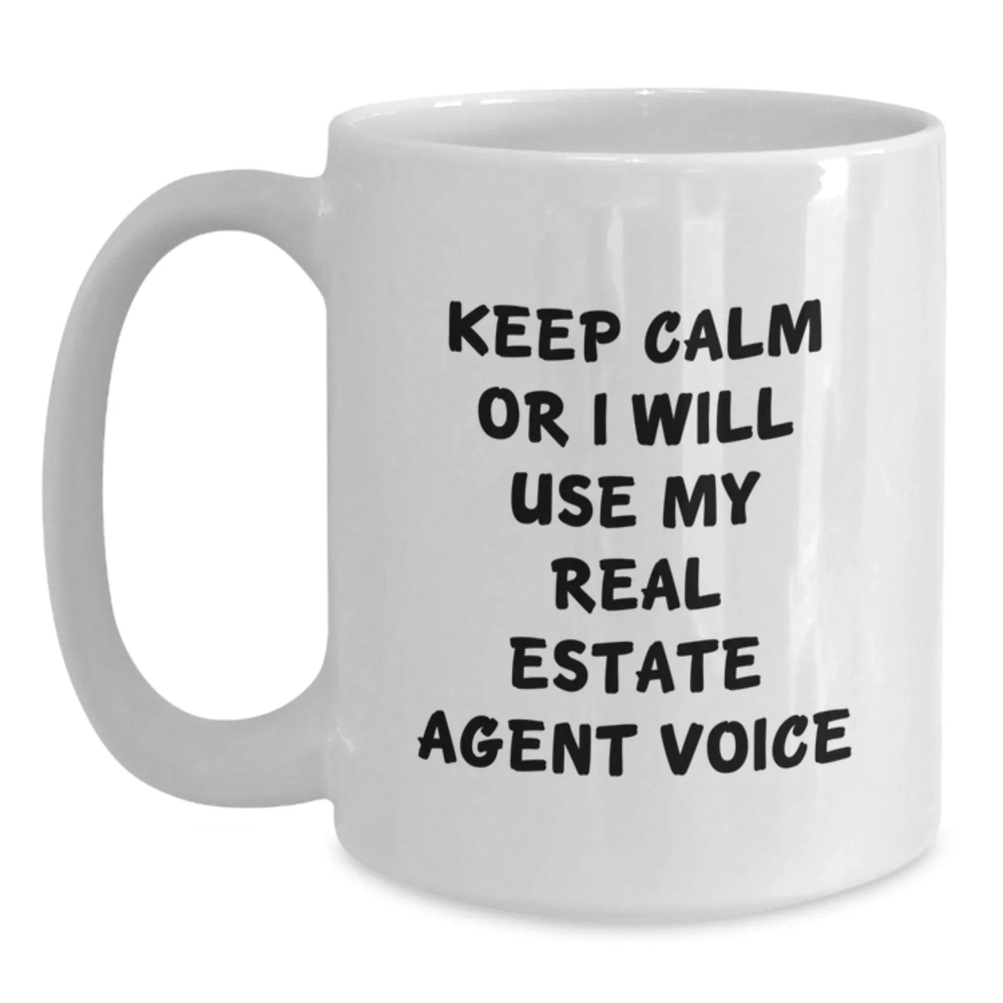 Funny Christmas Unique Gifts from Friends to Real Estate Agents - Keep Calm White Coffee Mug for Real Estate Agent Men Women Coworkers
