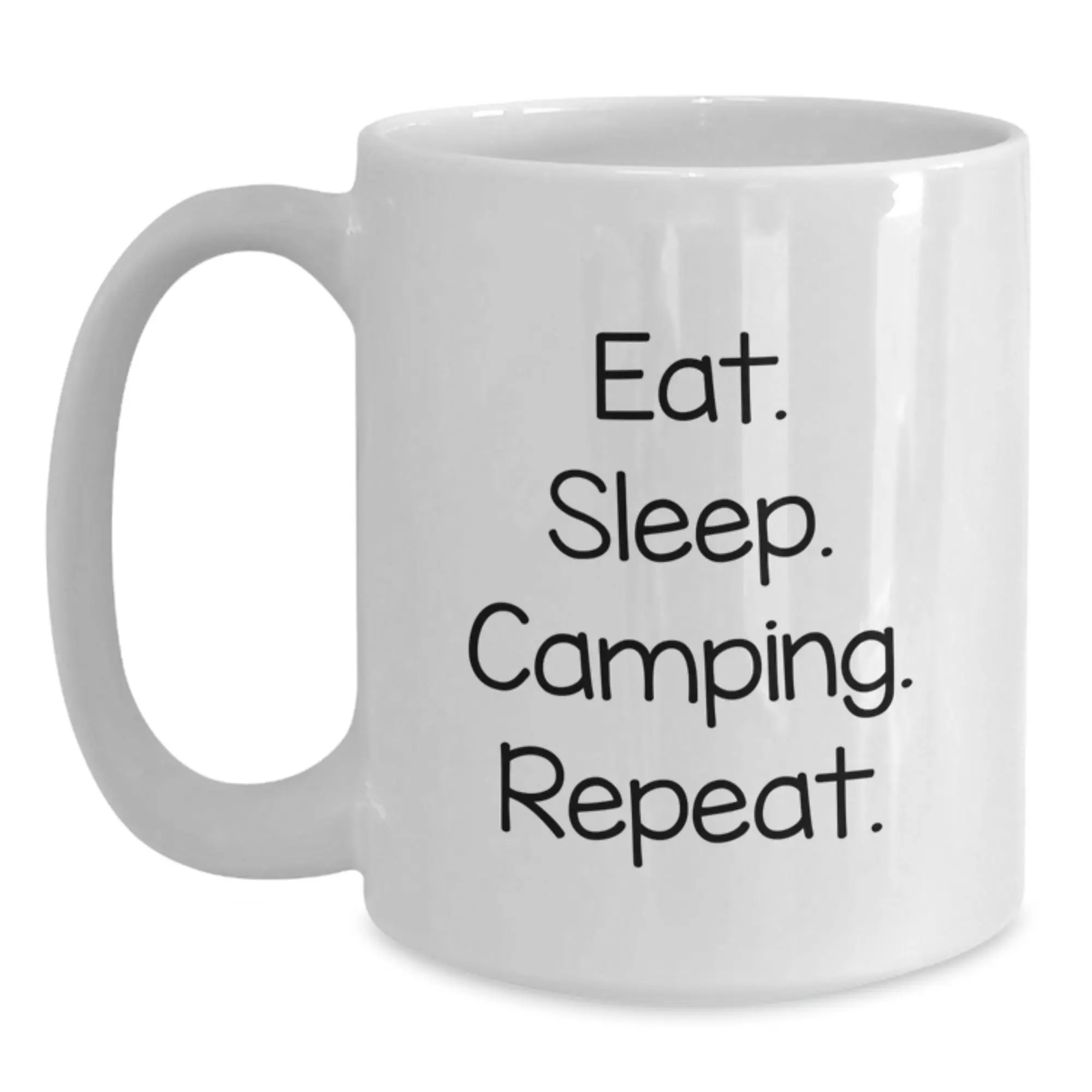 Camping Gift Funny White Coffee Mug Eat Sleep Camping Repeat Birthday - Main