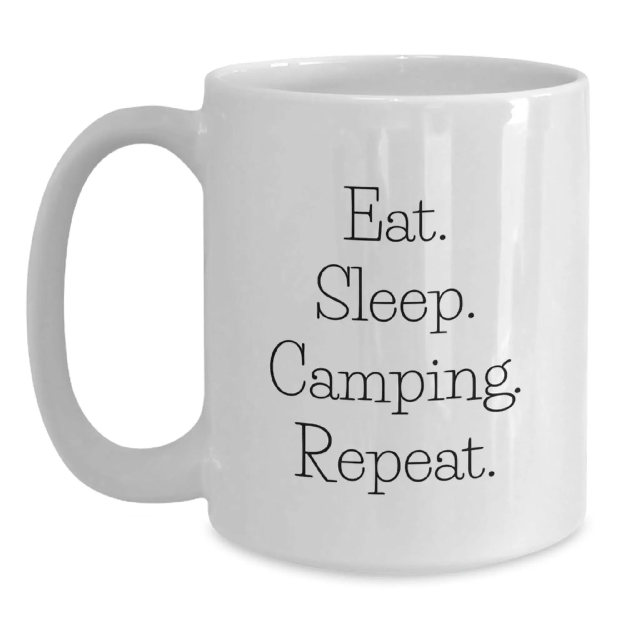 Funny Camping Mugs Gifts from Friends for Birthday - Eat. Sleep. Camping. Repeat. - White Coffee Mug - Main