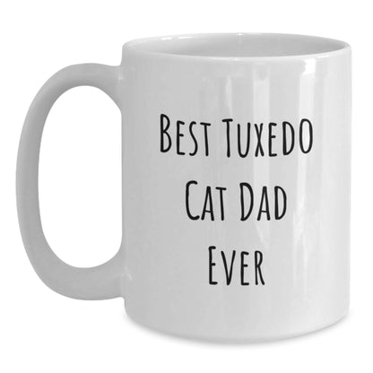Funny Tuxedo Cat Dad Ever Gifts from Men to Son's Graduation, White Coffee Mug for Him - Main