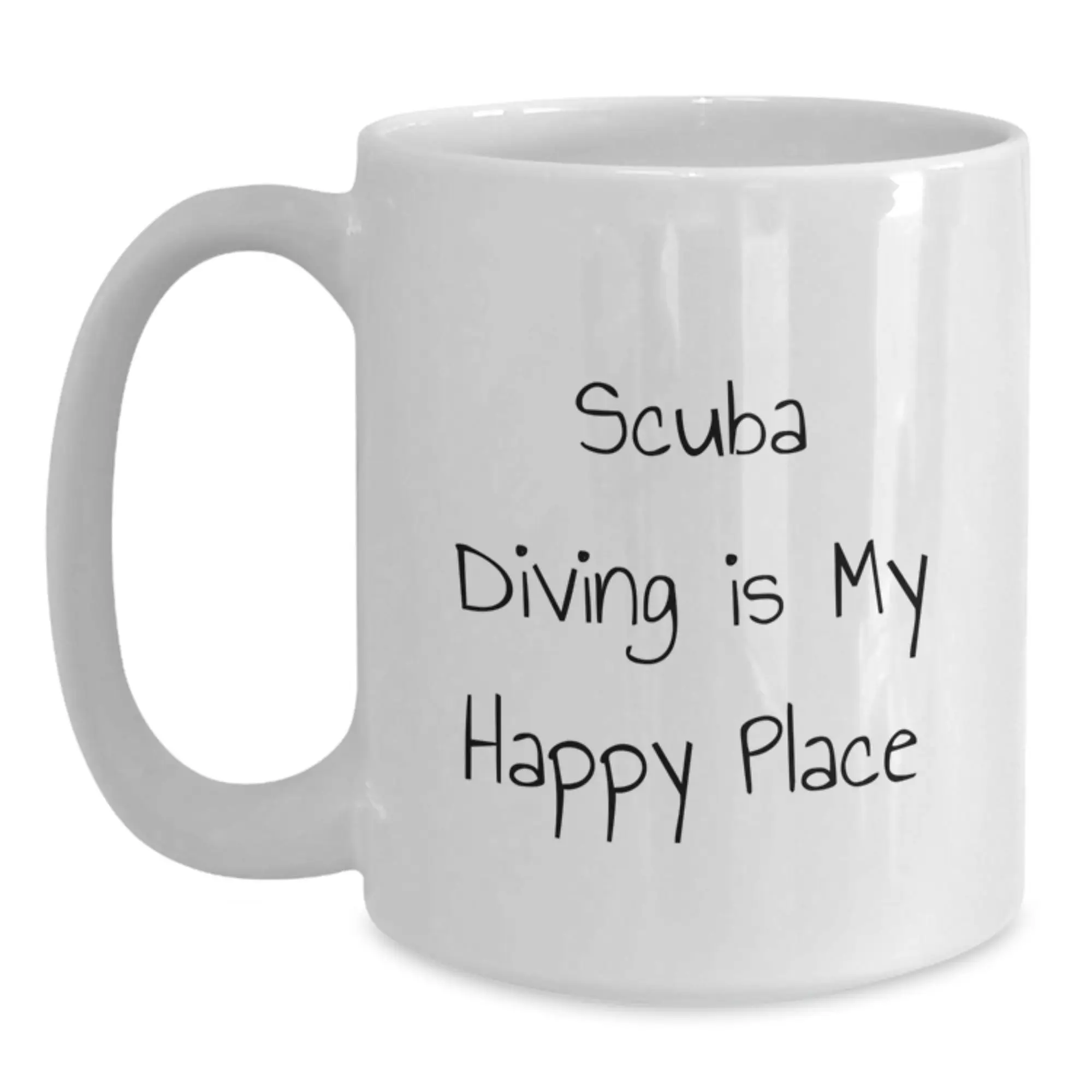 Scuba Diving Gifts for Men from Family - Funny Quote White Coffee Mug - Scuba Diving Is My Happy Place - Main