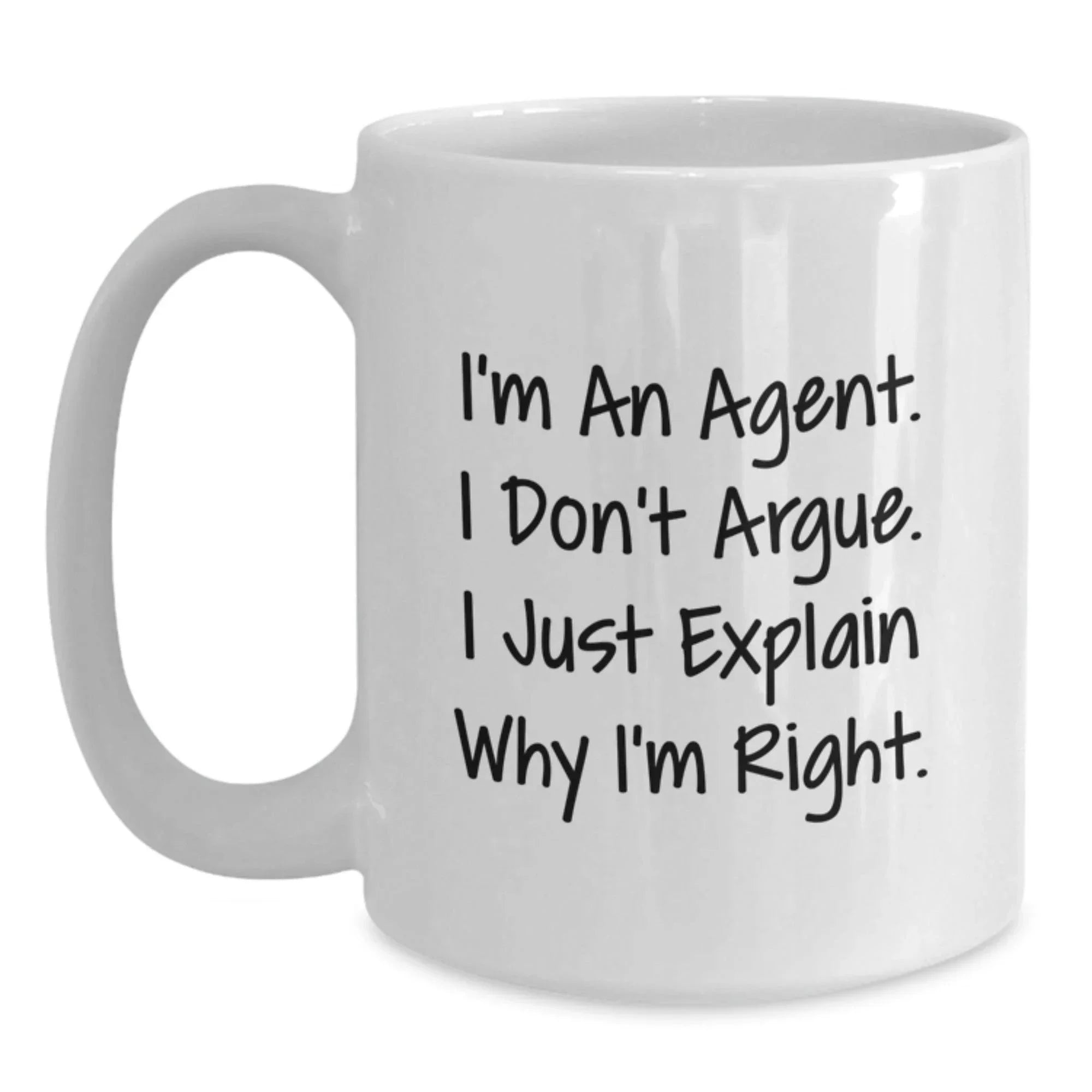 Funny Agent White Coffee Mug Gifts for Men from Friends, Christmas Unique Agent Mugs, Agent Humor White Coffee Mug