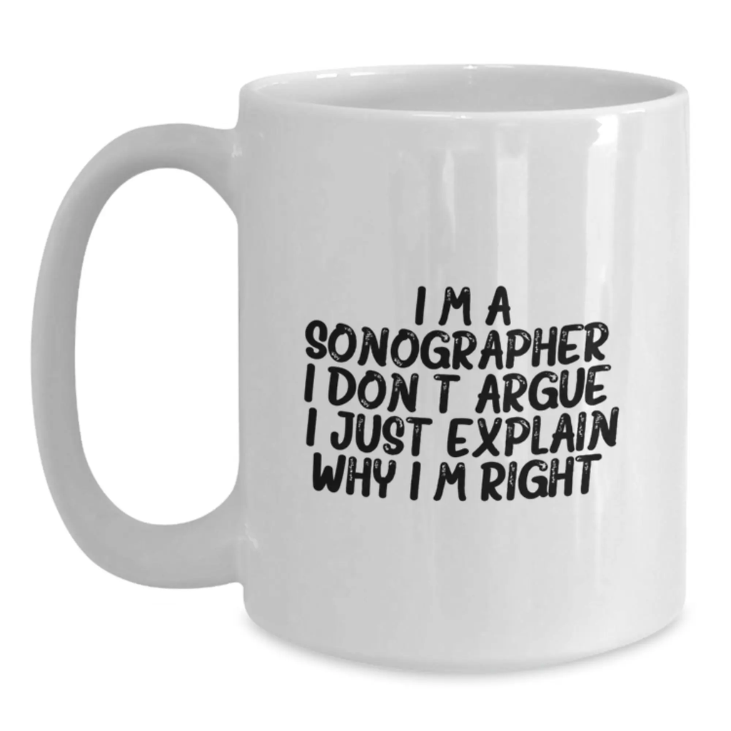 Sonographer Keepsake White Coffee Mug for Him Birthday Gift - Main