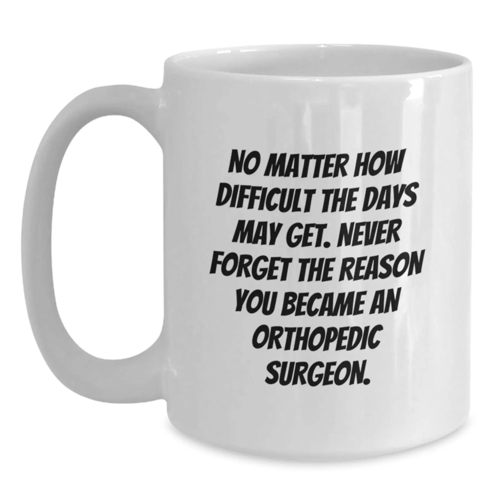 Inspirational Gifts from Family to Orthopedic Surgeon Men Graduation Unique White Coffee Mug - Never Forget Your Reason, Funny Quote, Orthopedic Surgeon - Main