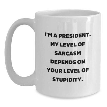 Funny President White Coffee Mug, Gifts from Friends, Christmas Unique Gifts for President Men - Main