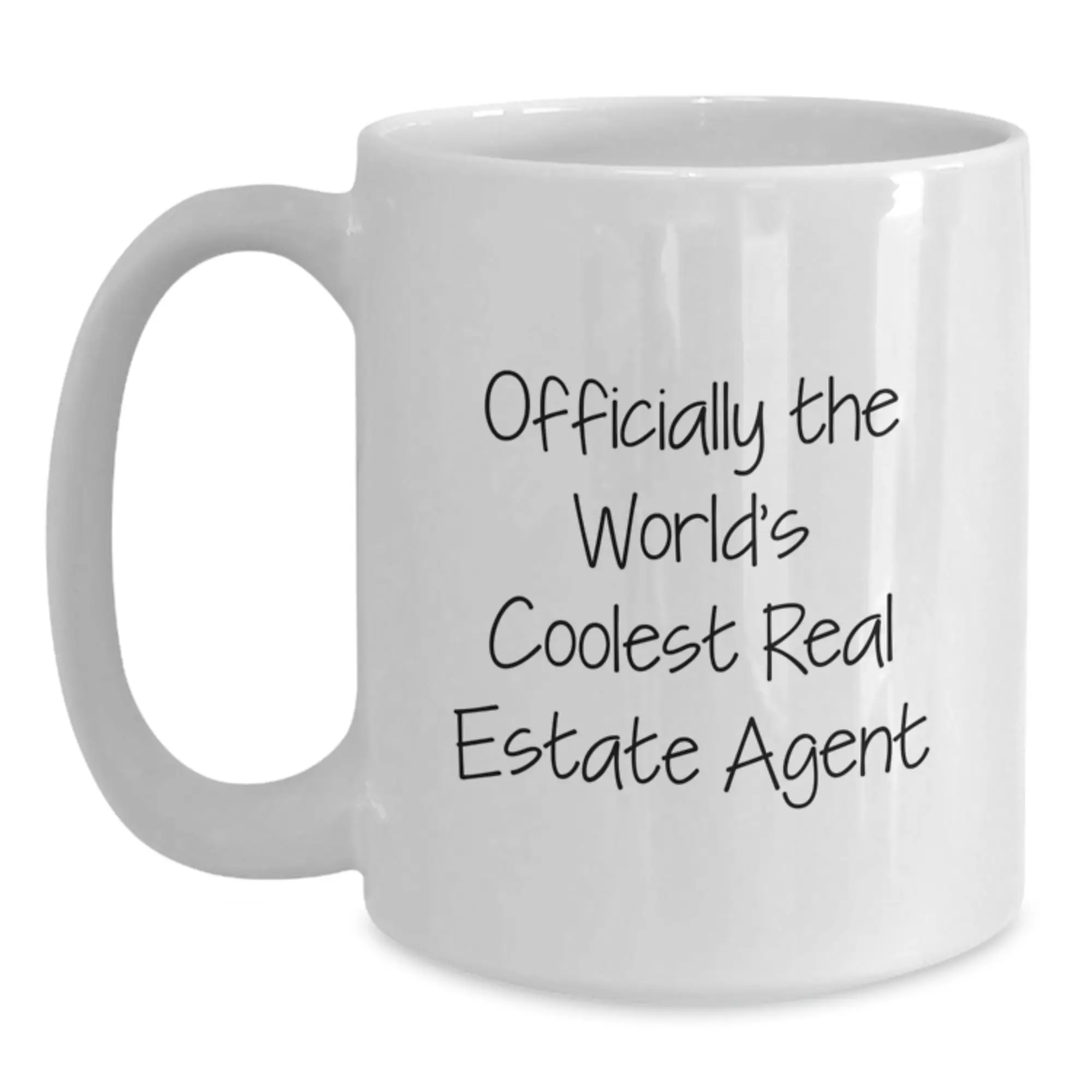 Funny Real Estate Agent Gifts from Friends, Men, or Women - Officially The World's Coolest Real Estate Agent Graduation Unique Gifts White Coffee Mug - Main