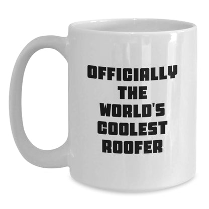 Roofer Gifts for Men, Funny 'Officially The World's Coolest Roofer' White Coffee Mug, Christmas Unique Gift - Main