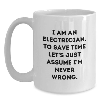 Funny Electrician White Coffee Mug Gifts from Friends and Family for Electrician Men on Christmas Unique - Main