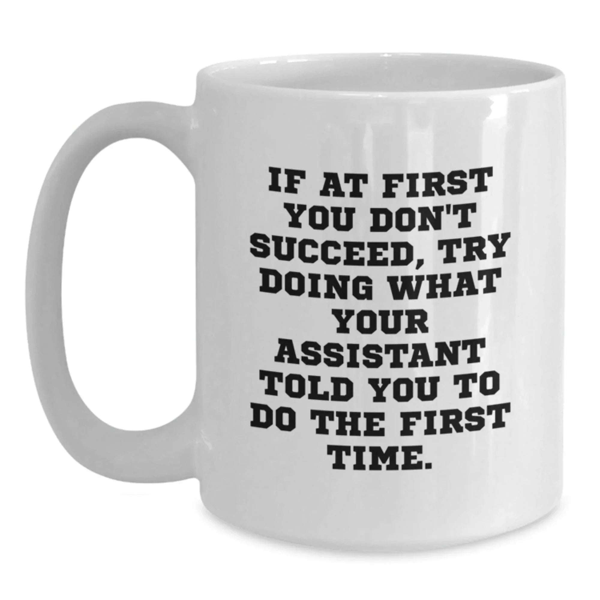 Funny Assistant Gifts, If At First You Don't Succeed, Try Doing What Your Assistant Told You To Do The First Time. White Coffee Mug, Gifts from Friend to Assistant, Christmas Unique Gifts