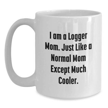 Christmas Unique Gifts for Logger Mom, Funny Logger Mom Coffee Mug, White Ceramic Coffee Mug, I Am A Logger Mom Mug - Main