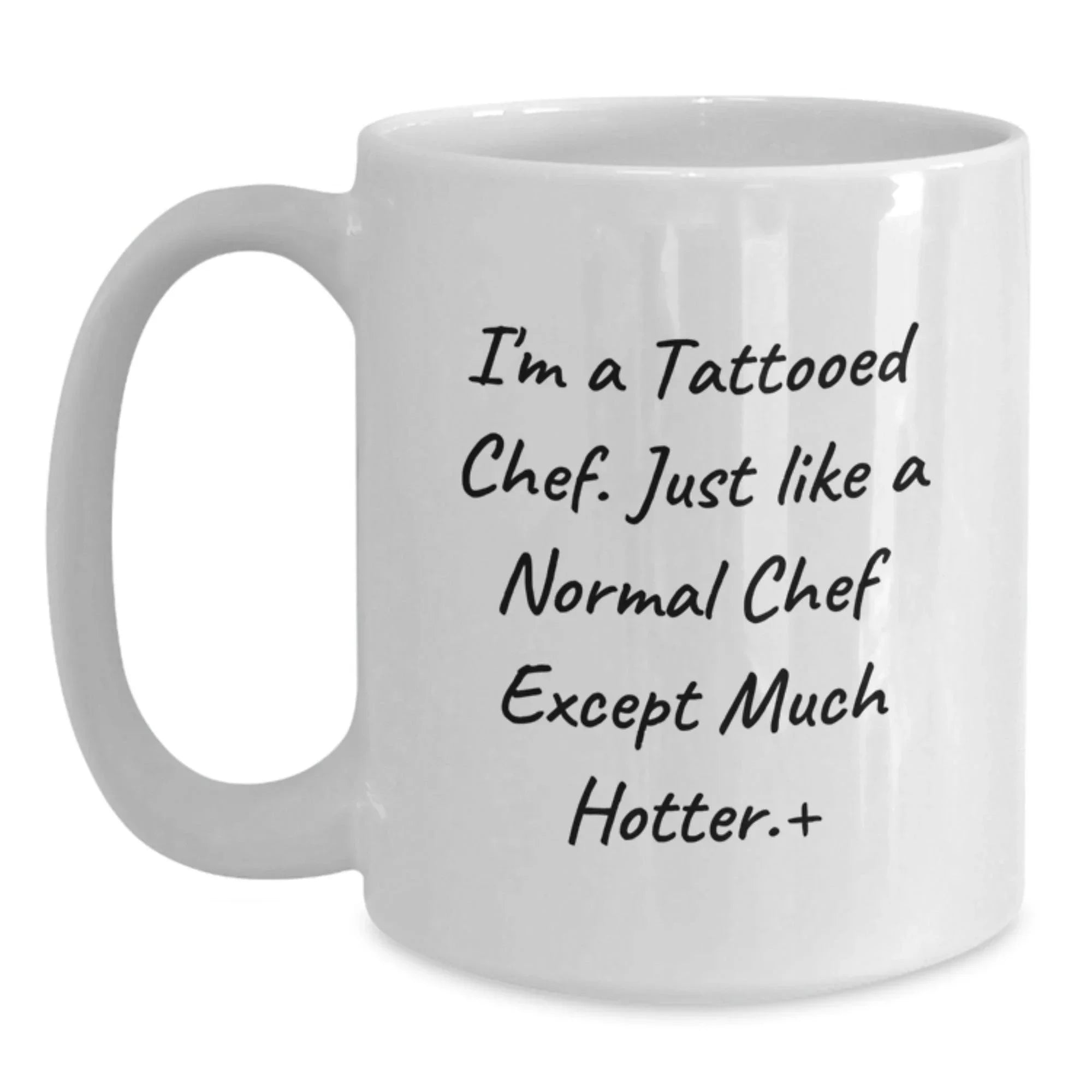 Funny Chef Gifts for Men, White Coffee Mug, Christmas Unique Presents from Friends, Family, and Coworkers - 'I'm A Tattooed Chef...'