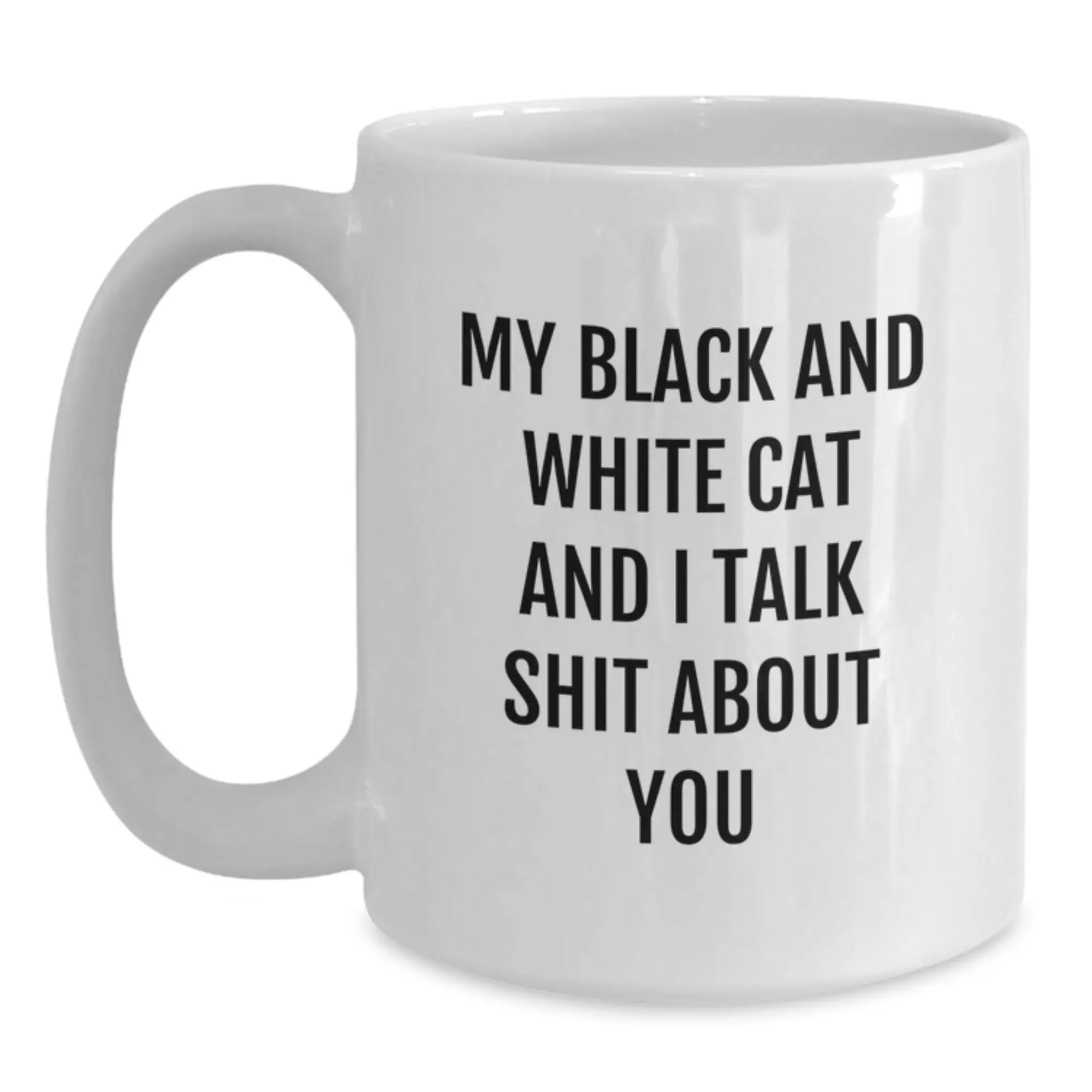 Funny Black and White Cat White Coffee Mug Gifts from Friends for Graduation Unique - Main