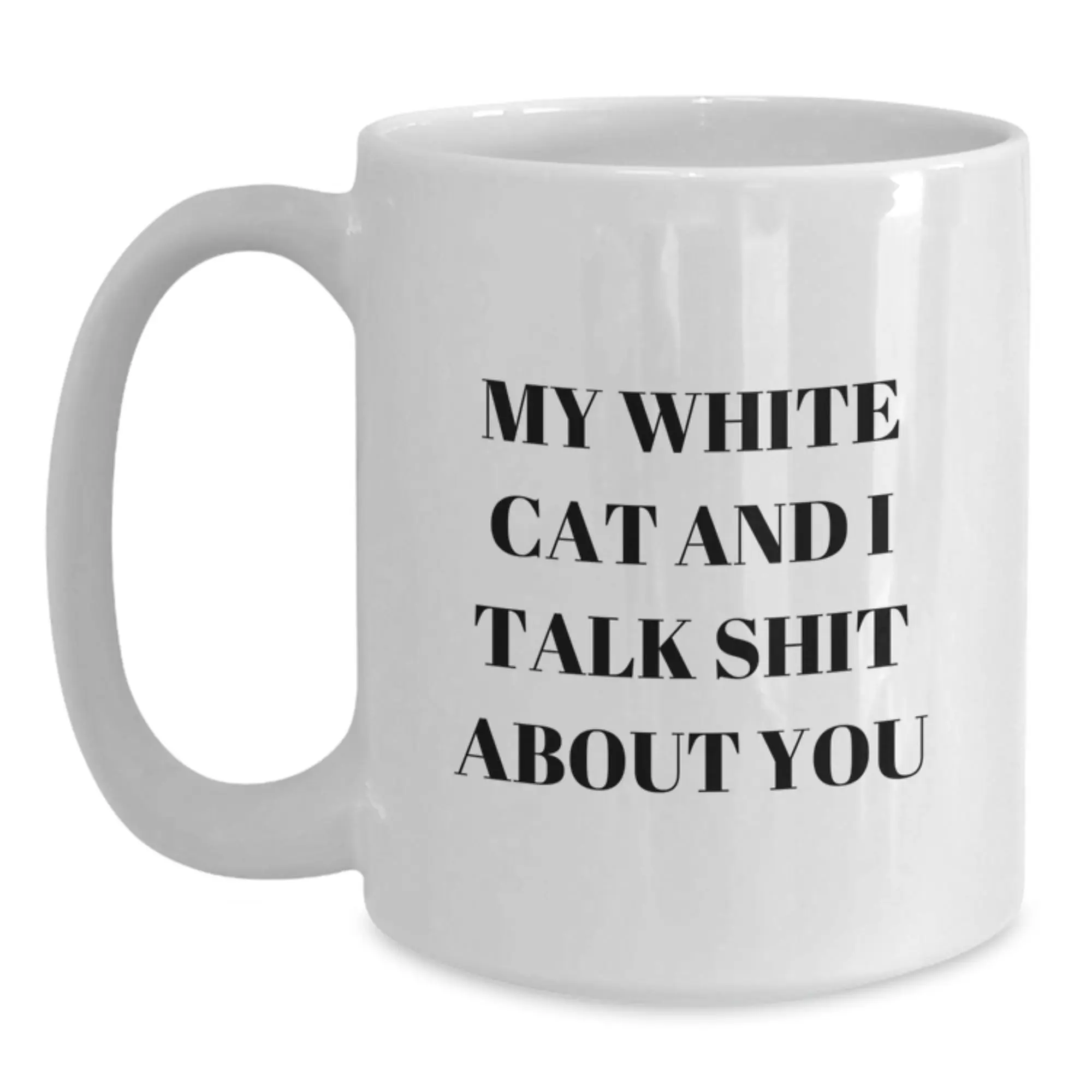 Funny White Cat White Coffee Mugs Gifts from Men for Father's Day Unique White Cat Lover Friends - Main