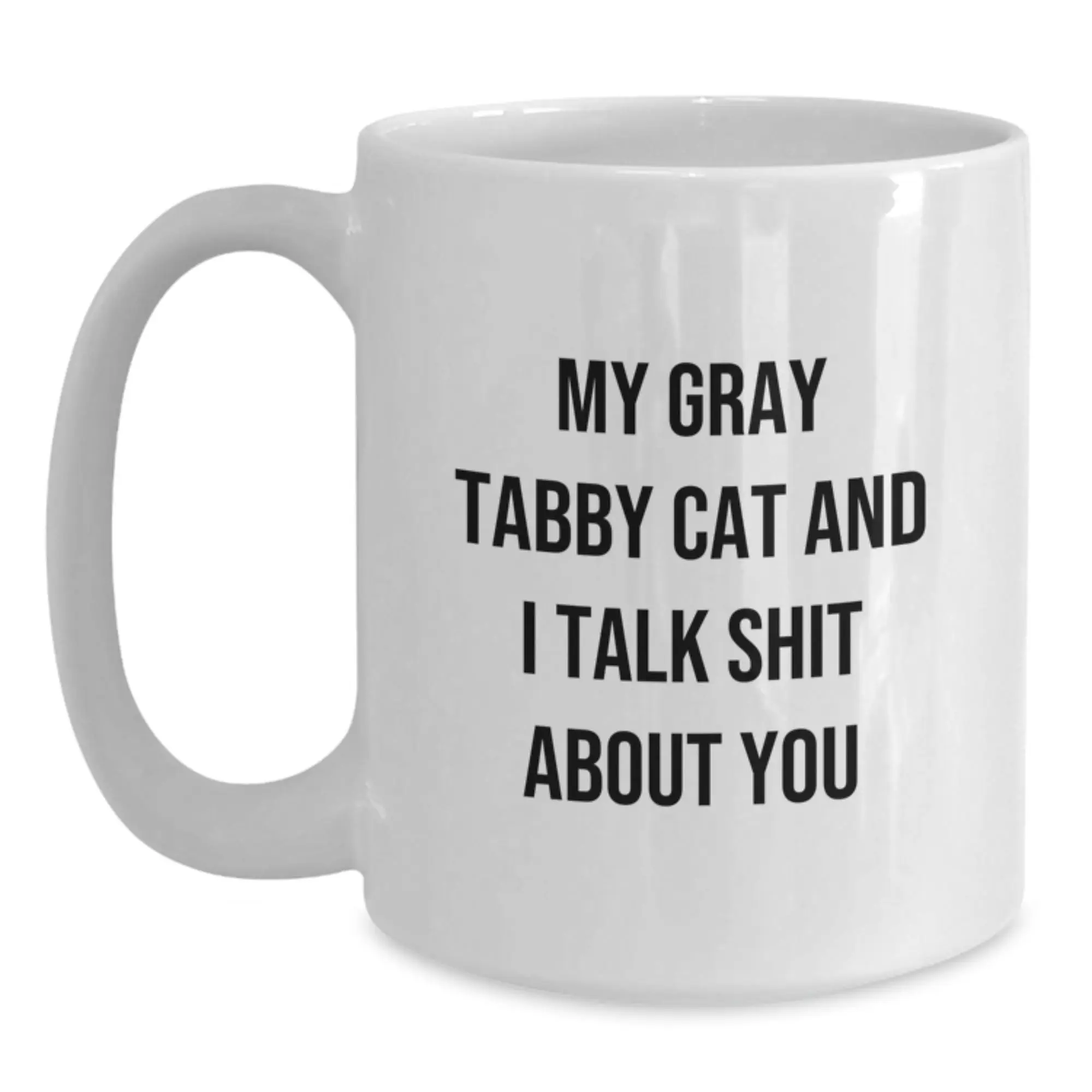 Gray Tabby Cat Keepsake White Coffee Mug Birthday Gift for Him - Main