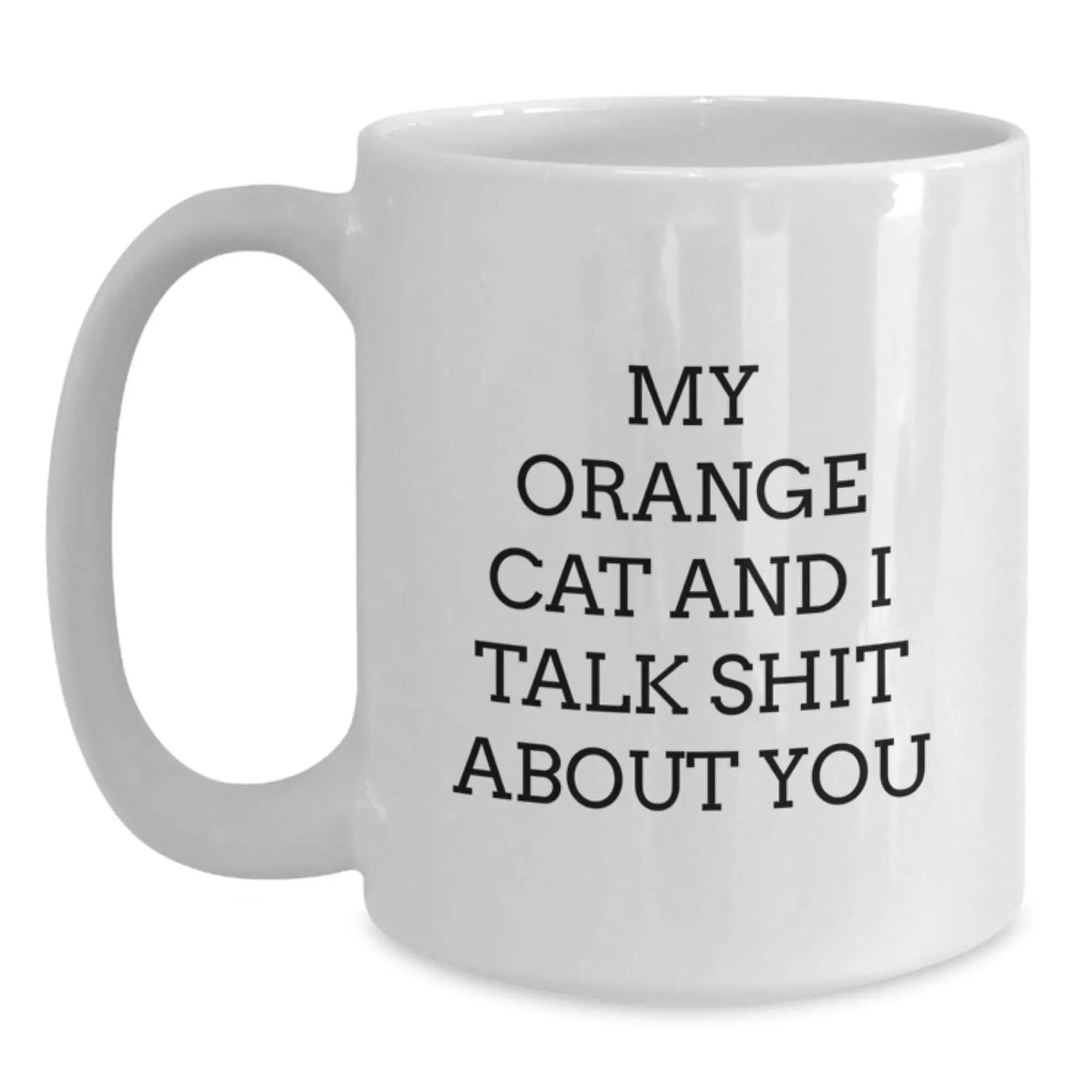 Funny Orange Cat Gifts for Orange Cat Lovers - White Coffee Mug, My Orange Cat And I Talk Shit About You Quote, Great Graduation Unique Gifts - Main