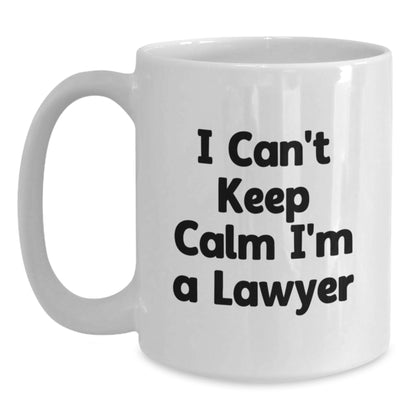 Funny Lawyer Gifts for Men, White Coffee Mug, 'I Can't Keep Calm I'm A Lawyer' Christmas Unique Presents - Main