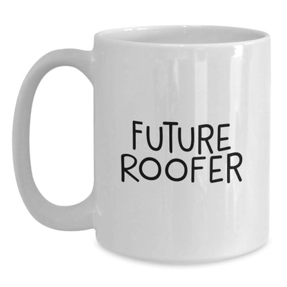 Funny Future Roofer Gifts for Him, White Ceramic Coffee Mug, Christmas Unique Presents from Friends, Family, or Coworkers - Main