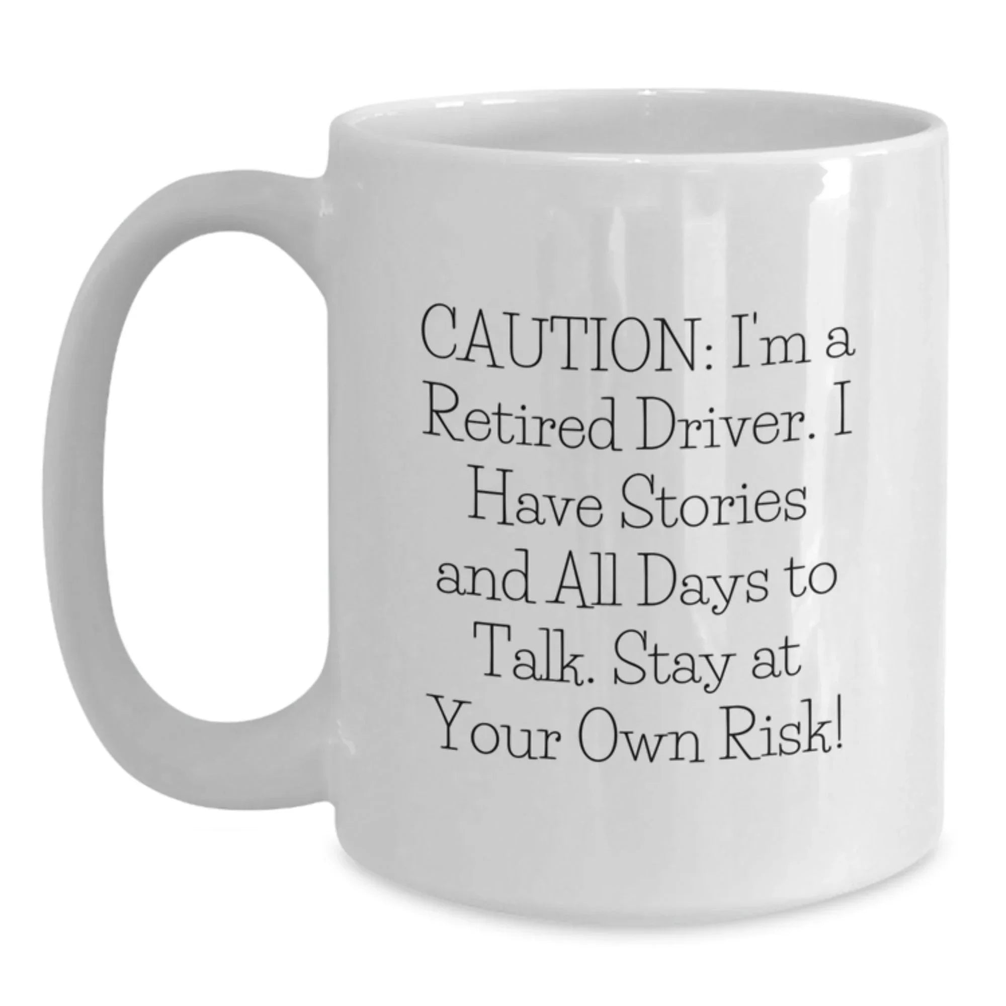 Funny Driver Gifts from Family for Men White Coffee Mugs, Caution I'm A Retired Driver Mug - Christmas Unique Gifts for Friends